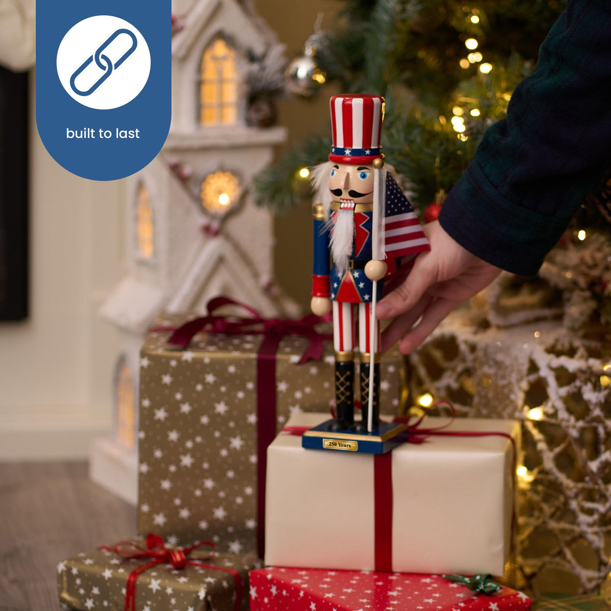 The Twiddlers Wooden Nutcracker, 12 Inch, Uncle Sam 250th Anniversary