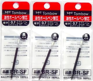 Tombow 0.7mm Black Ink Refill (BR-SF33), for Airpress BallPoint Pen (BC-AP) , 3 Pack/total 3 pcs (Japan Import)