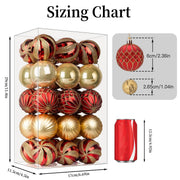 Shareconn Christmas Ball Ornaments, 2.36 Inch, Red and Gold, 30 Count