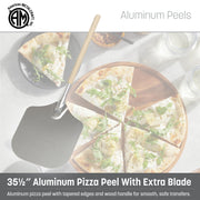 3016 Aluminum Pizza Peel with 19 Inch Wood Handle - 12 x 14 Inch by American Metalcraft – 35.5-Inch, 48.0 ounces, Aluminum, Silver, Model 3512