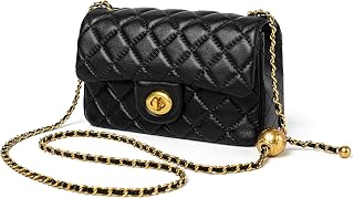 DORIS&JACKY Lambskin Leather Crossbody Purse for Women Small Quilted Bag