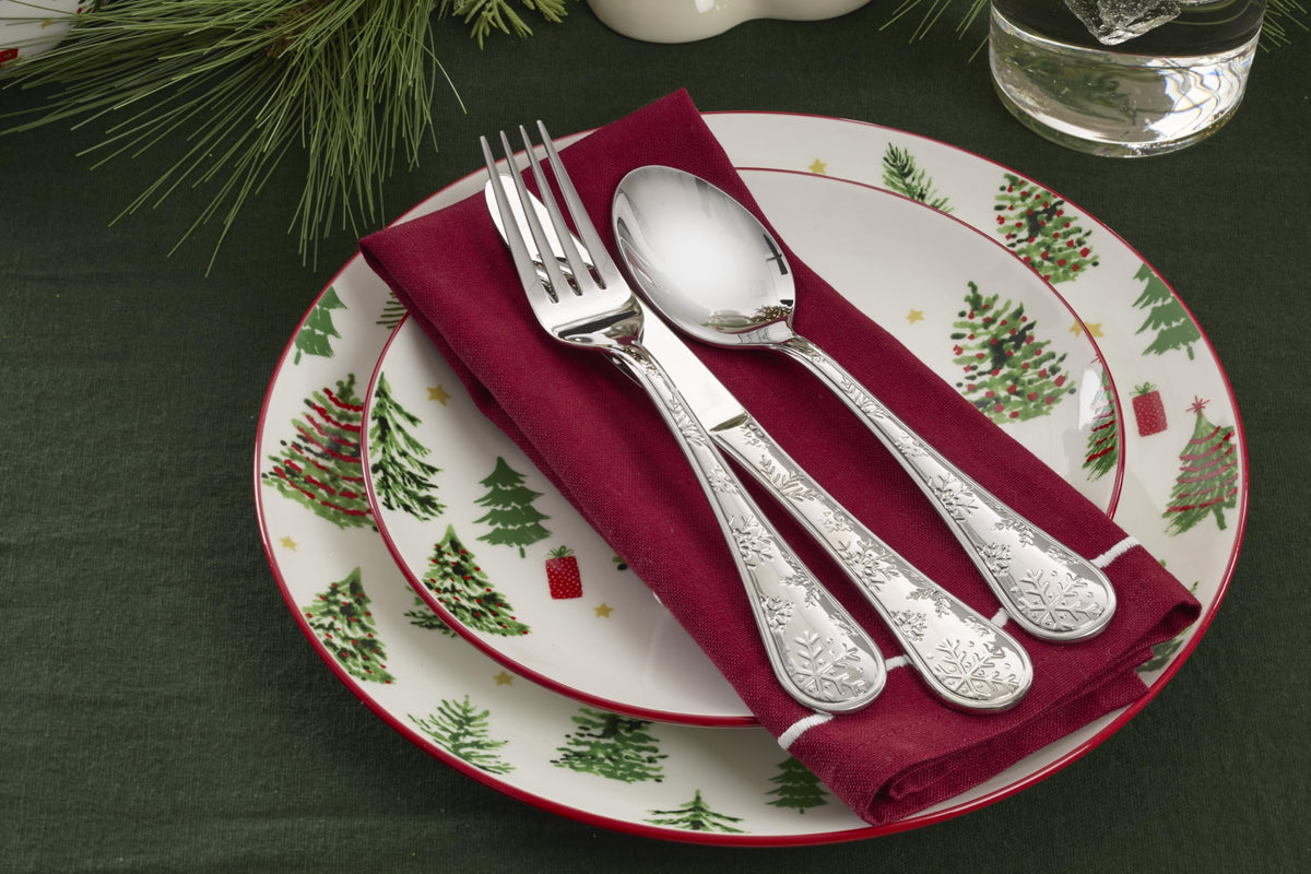 Snowflake Wishes 12-Piece Flatware Set by Oneida – 12 Count, Stainless Steel, Silver, Pack of 12, Model 897702