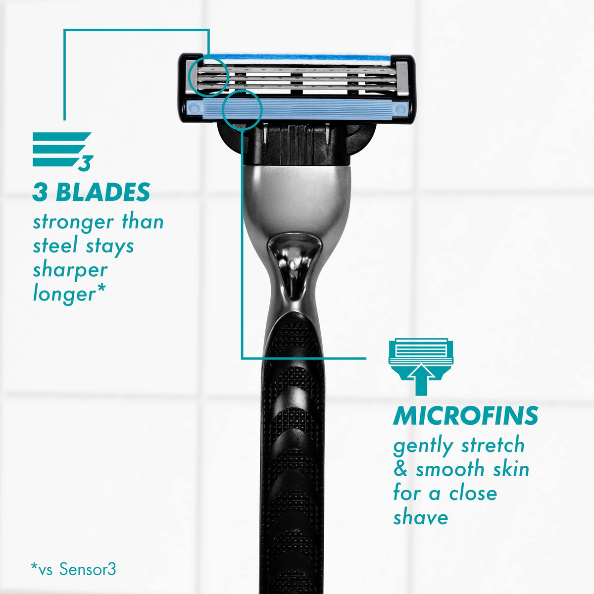 Mach3 Razor Refills for Men by Gillette – 4 Count (Pack of 1), Blue, Model 4338387493