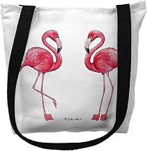Betsy Drake Flamingo White Background Medium Tote Bag 16x16