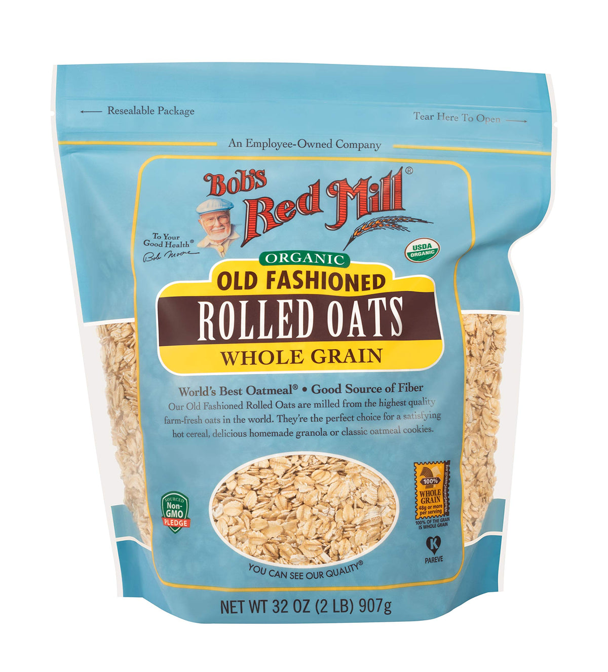 Organic Old Fashioned Rolled Oats by Bob's Red Mill – 32 Ounce (Pack of 4), Resealable, Pack of 4, Model P101961