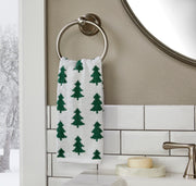SKL Home Holiday Trees Hand Towel Set, 2 Piece, Green and White