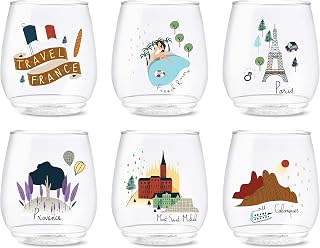 TOSSWARE POP 14oz Vino French Holiday Series, SET OF 6, Premium Quality, Recyclable, Unbreakable & Crystal Clear Plastic Wine Glasses