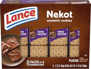Lance Nekot Fudge Flavored Sandwich Cookies Snack Packs, 8 Count 1.72 Oz