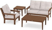 Polywood Vineyard 4-Piece Deep Seating Set in Teak/Dune Burlap