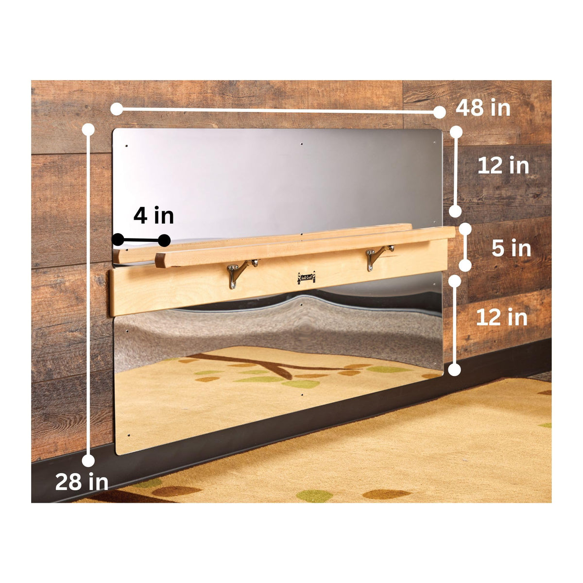 Infant Coordination Mirror Brown by Jonti-Craft – 27.5"L x 48"W, Wood, Brown, Model 0619JC