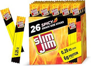 Slim Jim Smoked Jerky Snack Sticks, Spicy Flavor, 0.28 oz., 26-ct