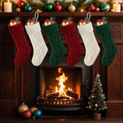 Doitory Christmas Stockings, Knitted Acrylic, 6 Pack in Red White Green
