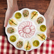 Hedume Ceramic Deviled Egg Tray, 12 Cup Capacity, White
