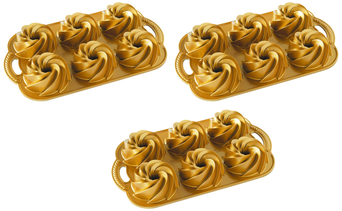 Nordic Ware Gold / 4 Cup (Pack of 3) / 4.0 cups Bundt Pans