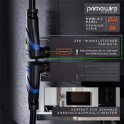CSL - 8K HDMI Cable Angled 90° - 270° (3.0 m 270° Angled Plug) by CSL-Computer – 3,0m 270° Winkelstecker, Plastic Copper Aluminium Metal PVC, black, Model 648531864