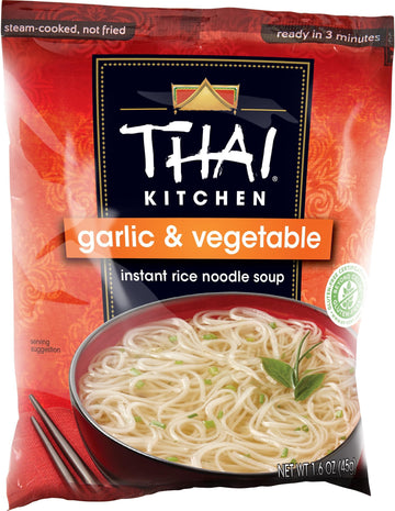 Gluten Free Garlic & Vegetable Instant Rice Noodle Soup by Thai Kitchen – 1.6 Ounce (Pack of 6), Natural, Pack of 6, Model 90456