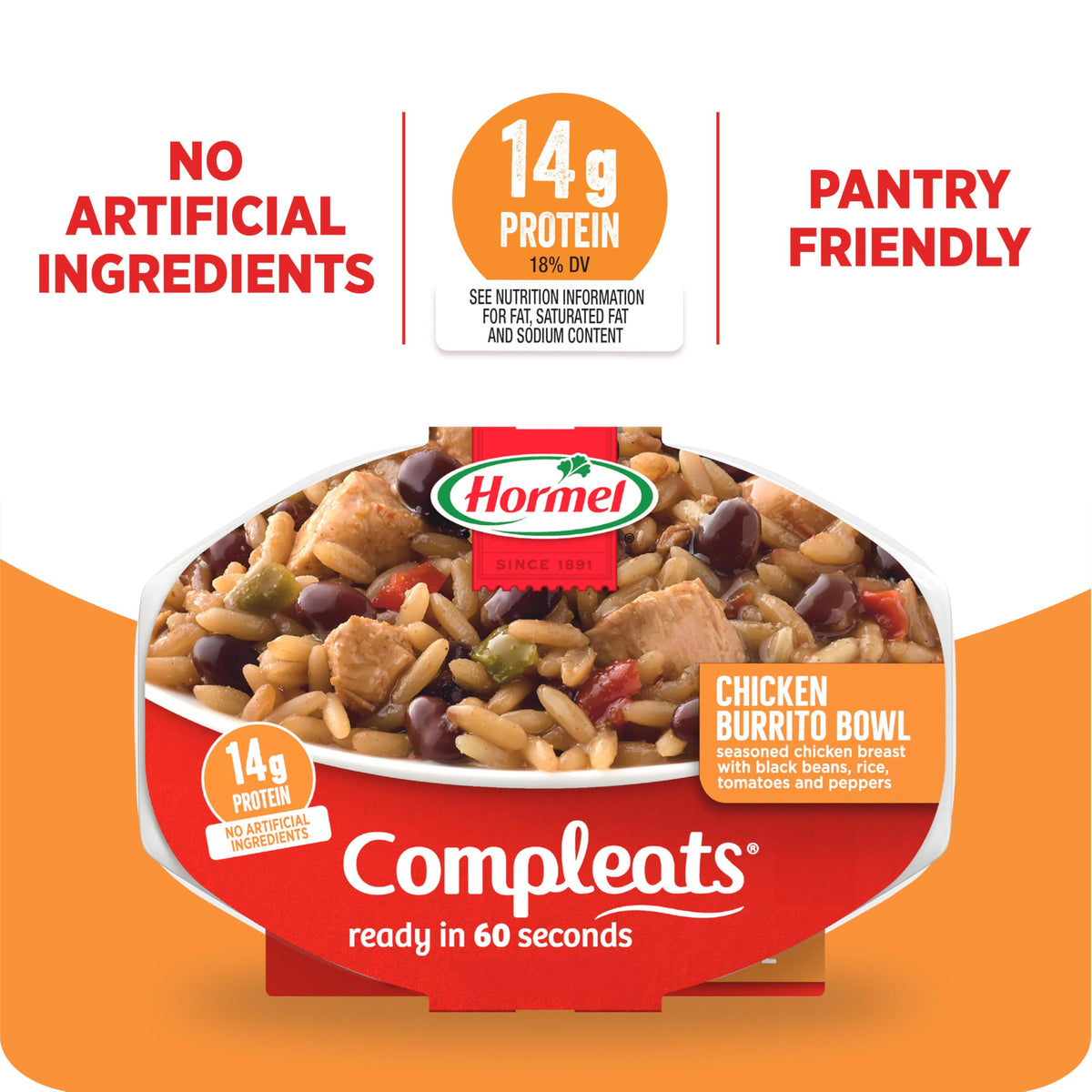 HORMEL COMPLEATS Chicken Burrito Bowl / 9 Ounce (Pack of 6) / 6 Seasoned Rice