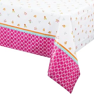 Creative Converting All Over Floral Print Plastic Banquet Table Cover, Tea Time