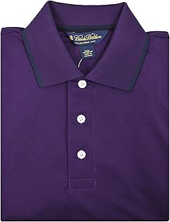 Brooks Brothers Men's Polyester Blend Three Button Polo Shirt Purple Argyle Knit (Small)