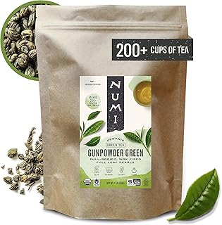 Numi Gunpowder Loose Leaf Green Tea - Organic Tea Leaves - 16 Ounces - Brews 200 Cups - Medium Caffeine Green Tea
