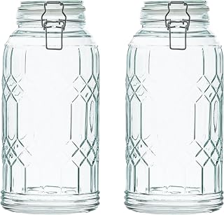 10 Strawberry Street Bleeker Glass Canister (Blue, Large, Set of)