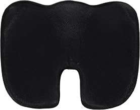BC Outfitters BCO3565SCBLK Ergonomic Seat Cushion with Memory Foam and Cooling Gel-Coccyx Support Nonslip Base Washable Cover 46 x 37 x 7 cm-Black