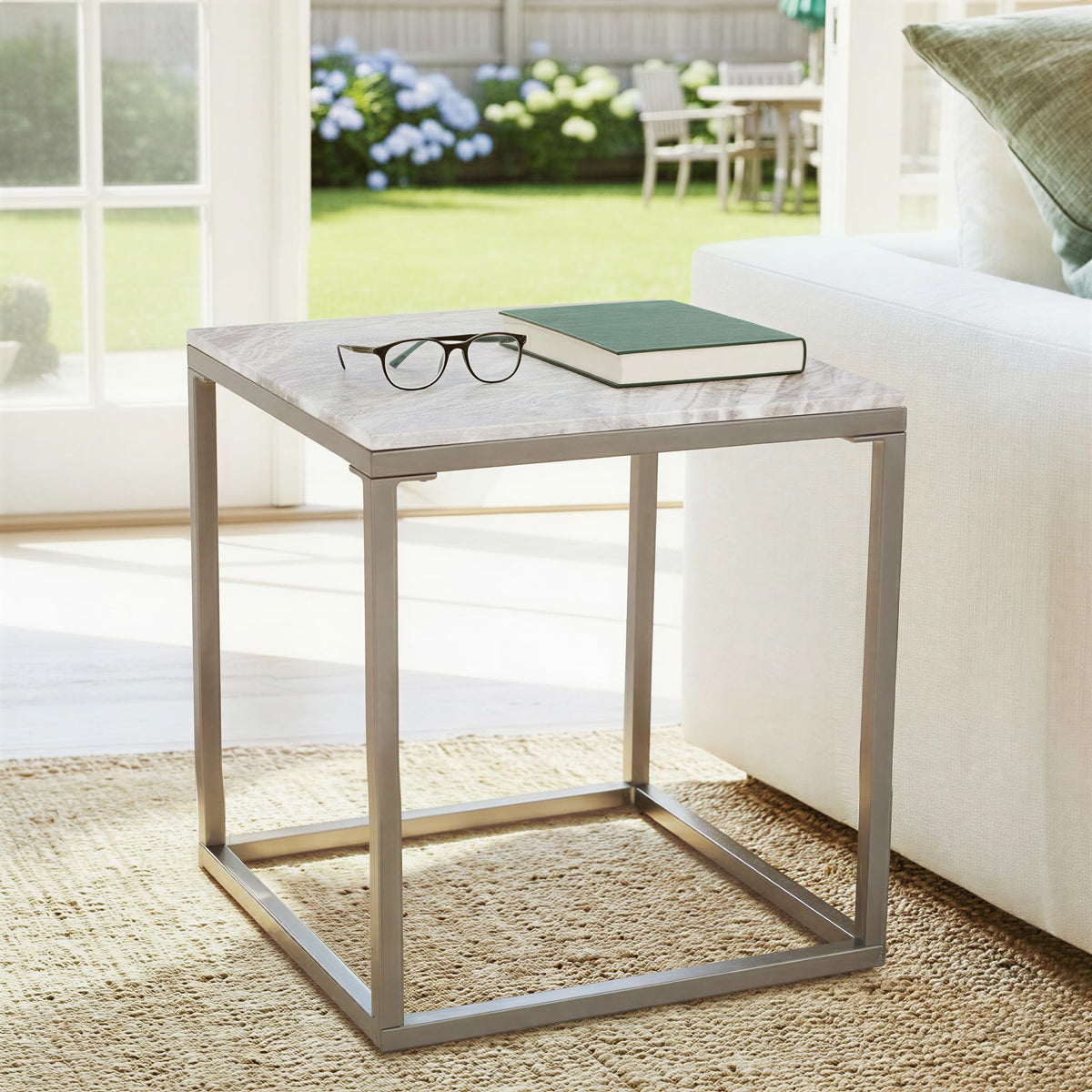 Jofran Wynn Modern Luxe Solid Marble Square End Table in Grey by Jofran Inc. – Marble, Grey Marble, Model 2568-3