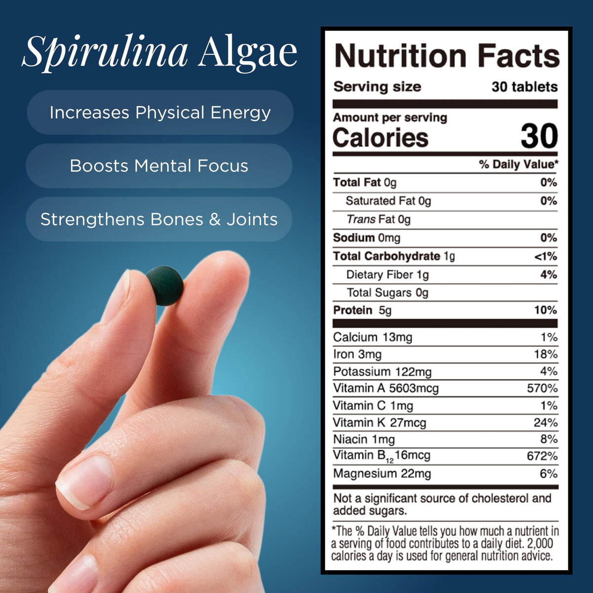 Organic Spirulina Tablets (1000 Tablets by ENERGYBITS – 1000 Count (Pack of 1)