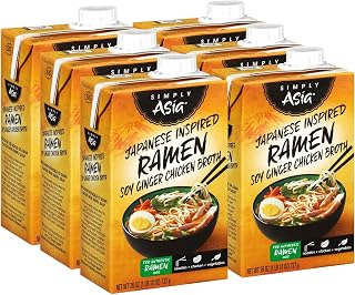 Simply Asia Japanese Inspired Ramen Soy Ginger Chicken Broth, 26 fl oz (Pack of 6)