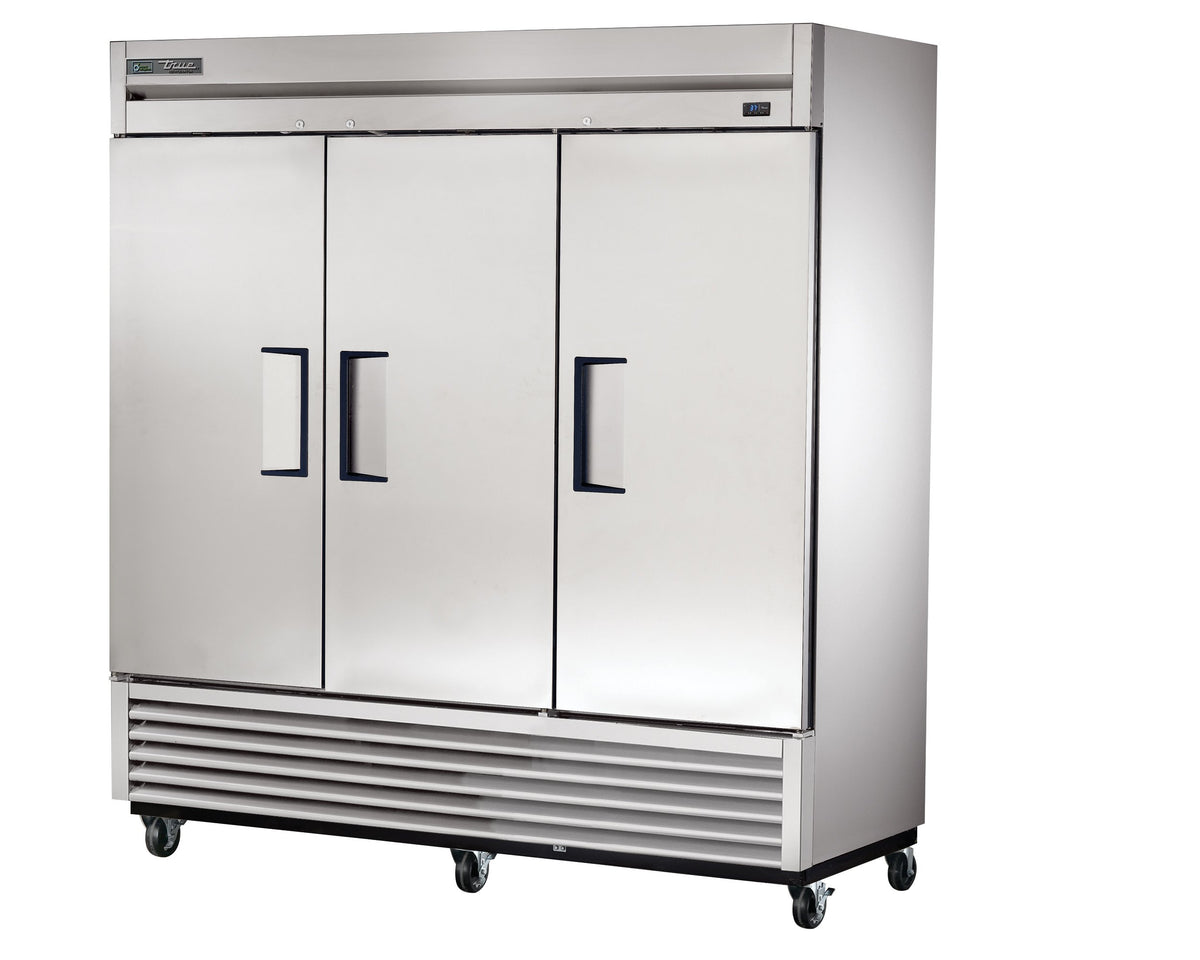 Reach-in Solid Swing Door Refrigerator with Hydrocarbon Refrigerant by True – 78.625" Height, 29.875" Width, 78.125" Length, 72.0 cubic_feet, Stainless Steel, Model T-72-HC