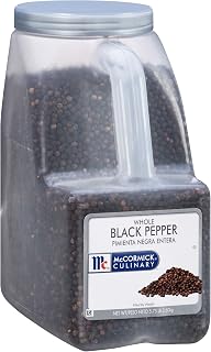 McCormick Culinary Whole Black Pepper, 5.75 lb - One 5.75 Pound Container of Whole Black Peppercorns for Pepper Grinder, Great in Soups, Rubs, Salads and More