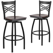 Flash Furniture Walnut Wood Seat/Black Metal Frame / 2 Pack / 1 Barstools