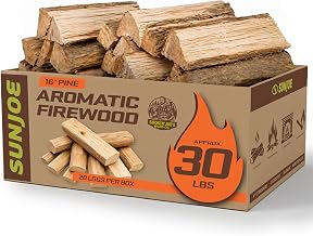 Sun Joe 16" Pine Aromatic Firewood, Natural Kiln-Dried for Fireplaces, Campfires, Wood Stoves, and Outdoor Fire Pits - Includes 20 Logs