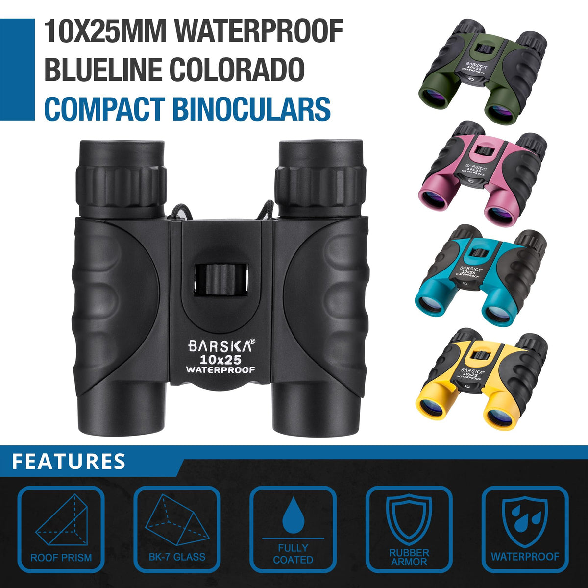 Barska One Size / 10x25 / Blue Binoculars