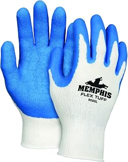 MCR Safety Memphis Glove 9680, XLarge Memphis Flex Tuff, 10 Gauge Cotton/Polyester Shell, Blue Latex Palm & Fingertips (Set of 12/EA)