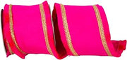 Reliant Ribbon Fringe Trimming Dupioni Deluxe Backed Wired Edge Ribbon, Fuchsia