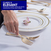 Heavy Duty Gold Plastic Silverware Set 1800 Pieces Disposable Cutlery for Parties Weddings and Catering Includes Forks Spoons and Knives by Stock Your Home – Model SYH-1038-Case