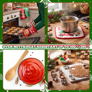 Willinglong Christmas Oven Mitt Bundle, 12 Sets with Spoons and Whisks, Classic Prints