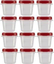 Rubbermaid Easy Find Lids Food Storage Containers, 0.5 Cup, Clear With Red Lids 12 Pack (12 Cups)