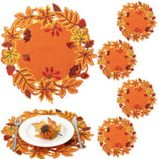 Yingzhao Maple Leaf Placemats, 14 x 14 Inches, Set of 6, Orange