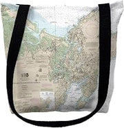 Betsy Drake TY13279M 16 x 16 in. Ipswich Bay to Gloucester Harbor Massachusetts Nautical Map Tote Bag - Medium