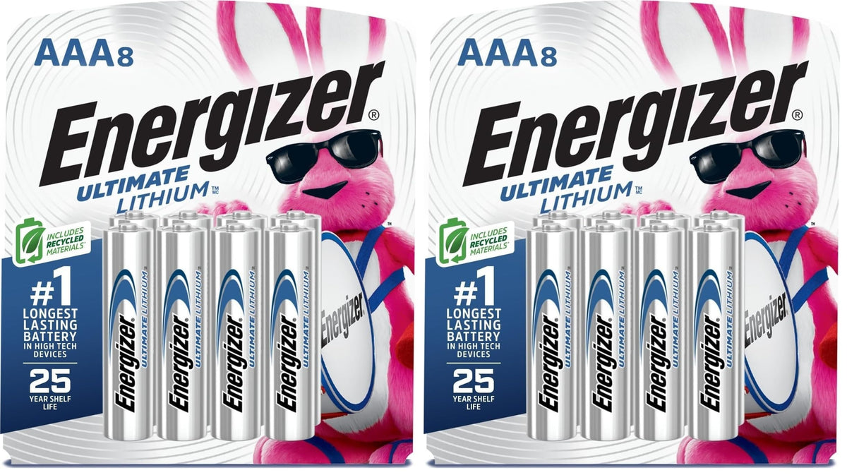 Ultimate Lithium AAA Batteries (16 Pack) by Energizer – AAA 8 Count (Pack of 2), Multicolor, Pack of 2, Model L92SBP-8