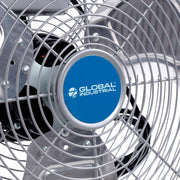 18" Diameter Industrial Floor Fan with Pivoting Head by Global Industrial – 21"L x 20.25"W x 7.5"H, Aluminum, Black/Gray/Silver, Model 258324