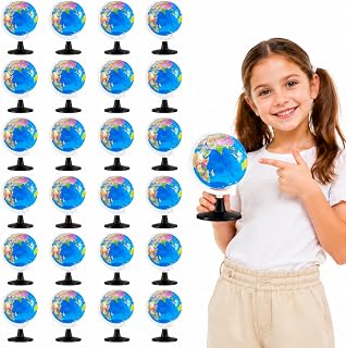 Henoyso World Globe for Kid Earth Globes with Stand, 12 Pcs