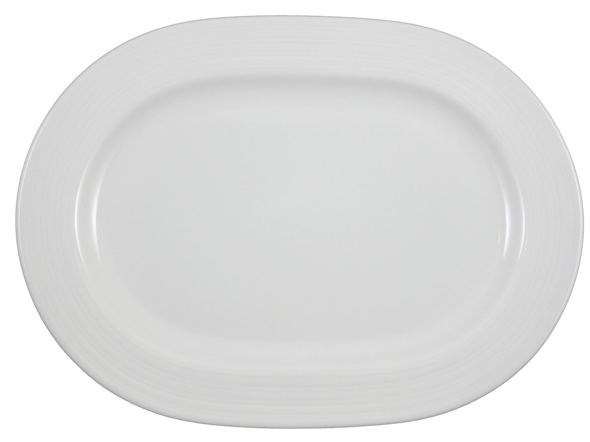 Crystal Bay Oblong Platter by Vertex China – Large, Bright White, Pack of 12, Model CB-94