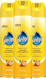 Pledge Enhancing Polish, Wood & Furniture Spray, Orange Scent, 9.7oz (Pack of 3)