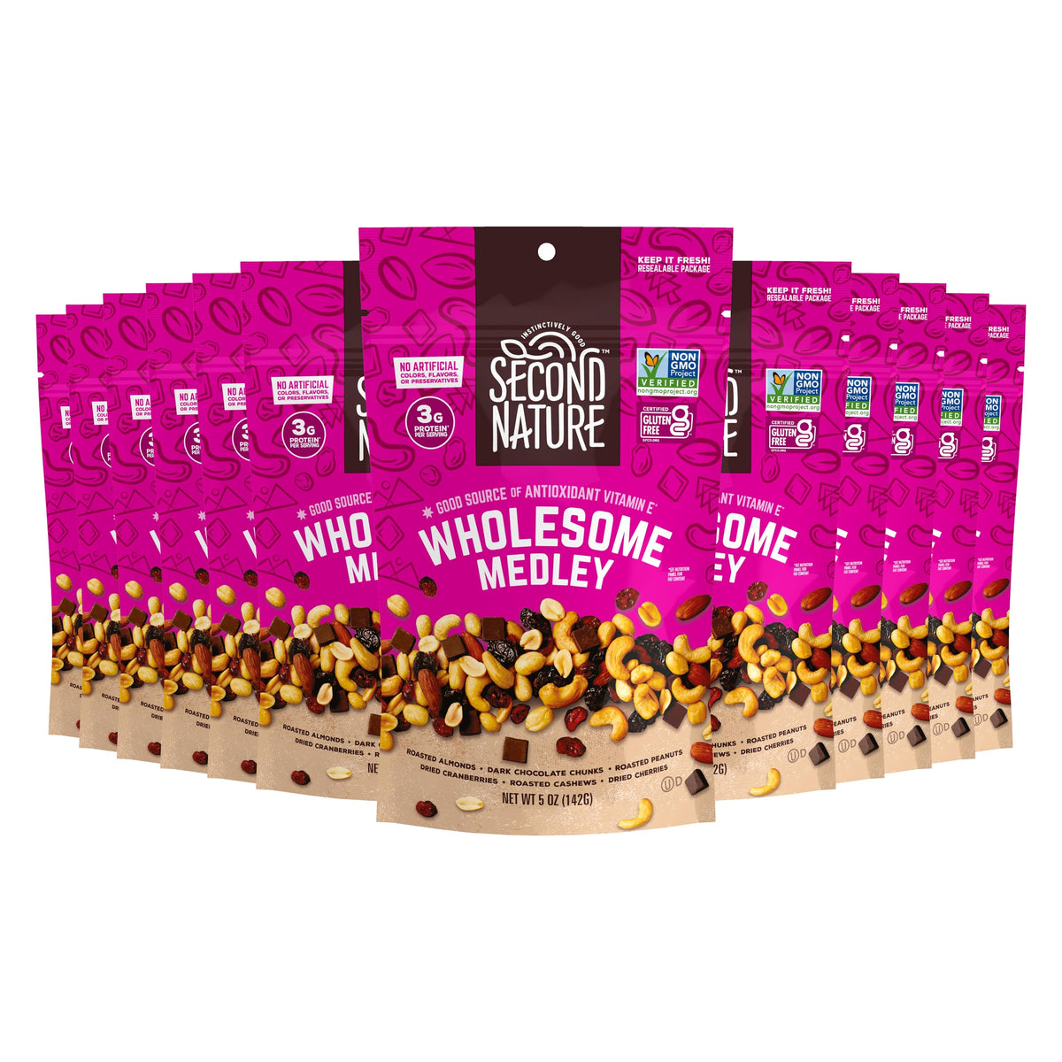 Second Nature Wholesome Medley / 5 Ounce (Pack of 12) / Natural Snack & Trail Mixes