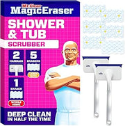 Mr. Clean Magic Eraser Shower & Tub Scrubber, Bathroom Cleaner, All in One Bathroom Cleaner, Lemon Starter Kit, 2 Scrubber, 5 Foaming Magic Erasers, 1 Whole Home Extra Durable Magic Eraser