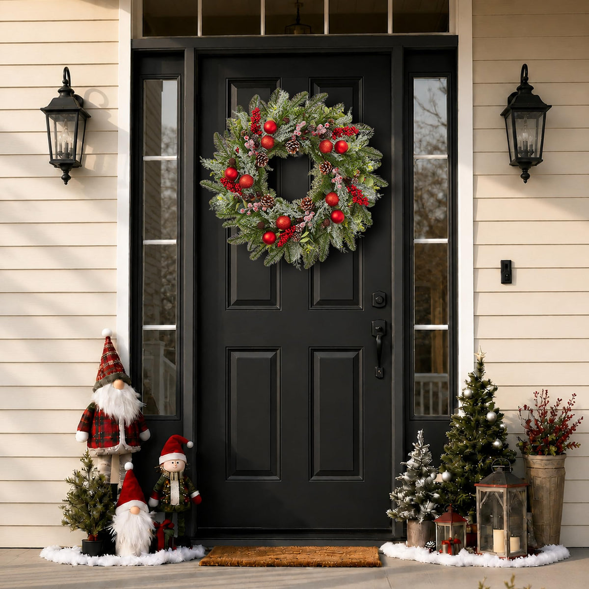 Worthyeah Pine Artificial Christmas Wreath, 24 Inch, Christmas