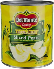 Del Monte Sliced Pears in 100 Percent Juice, 105 Ounce Can -- 6 per case.